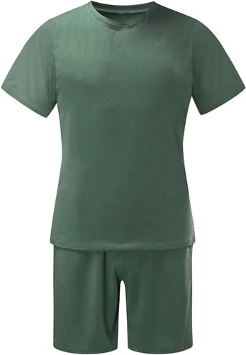 Miniatura 5 de Men's 2 Piece Short Set Trendy Plain Short Sleeve Tshirts and Elastic Shorts Sport Suit Workout Casual Tracksuits