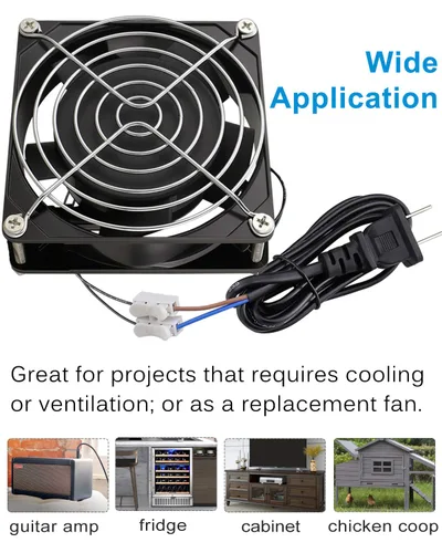Miniatura 6 de GDSTIME Ventilador Axial de 90mm, 110V 120V CA, 92 mm x 92 mm x 25 mm, de rodamiento de bolas doble con cable de alimentación para proyectos