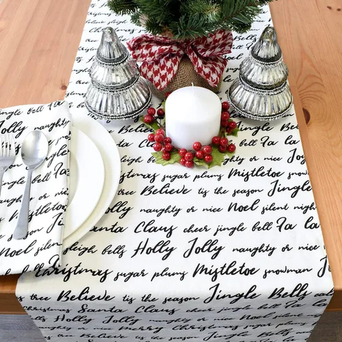 Miniatura 4 de Camino de mesa de Navidad, bufanda de tocador blanco hueso, 100% algodón, decoración de fiesta para el hogar, cocina, comedor, vacaciones, tela