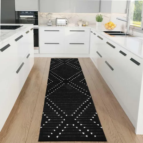 Miniatura 18 de LIVEBOX - Alfombra boho negra de 5 x 7 pies, grande y lavable para sala de estar, alfombra de algodón marroquí para dormitorio, interior y exterior