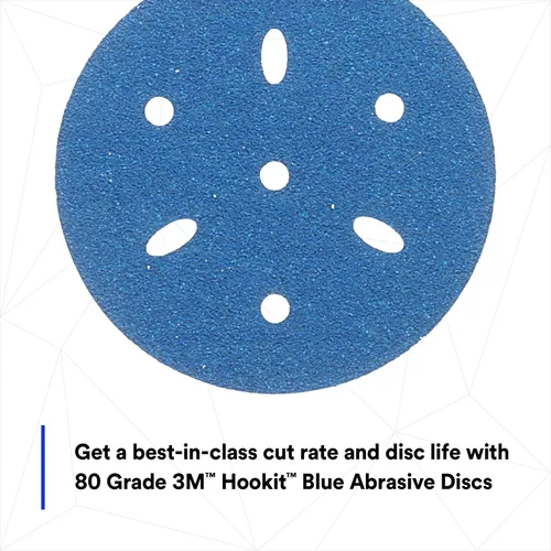 Miniatura 4 de 3M 3M-36142 Hookit disco abrasivo azul multi-agujero, 3" 80 Grado