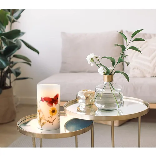Miniatura 6 de Vela LED sin llama de 3.25 pulgadas de diámetro x 6 pulgadas de alto, vela parpadeante de mariposa de cera real, funciona con pilas con función