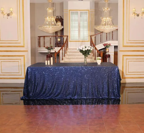 Miniatura 9 de SquarePie Mantel de lentejuelas de 60 x 102 pulgadas, azul bebé brillante, mantel de mesa para bodas y fiestas