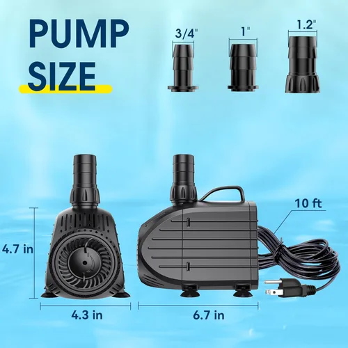 Miniatura 2 de NFESOLAR Bomba de Agua Sumergible 1200GPH, Bomba Sumergible Ultra Silenciosa con Protección contra Quemado en Seco Elevación Alta de 11ft
