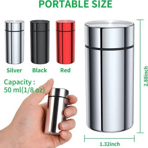 Miniatura 2 de TecQach Tarro de almacenamiento portátil de aluminio, paquete de 3, recipiente hermético a prueba de olores, botella pequeña impermeable de metal