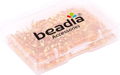 Miniatura 6 de Beadia Tapas de extremo chapadas en oro de 18 quilates que no se deslustran 0.118 x 0.236 in, 200 piezas para hallazgos de fabricación de joyas