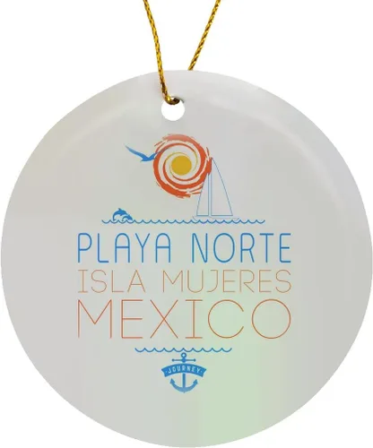 Miniatura 8 de 3dRose Playa Norte, Isla Mujeres, México. Summertime Adventure Adorno de porcelana con copo de nieve de 3 pulgadas