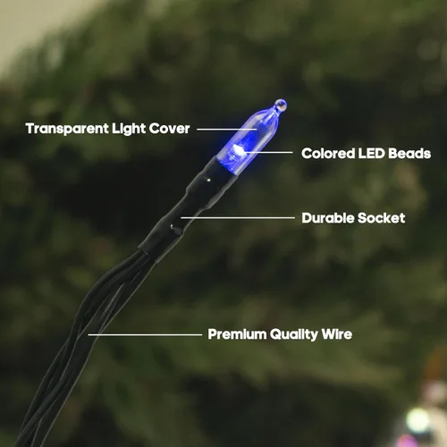 Miniatura 4 de Luces de Navidad a pilas para exteriores, 2 paquetes de 5.4 m, 50 luces LED multicolores mini para Navidad, Luces de Navidad con control remoto, 8