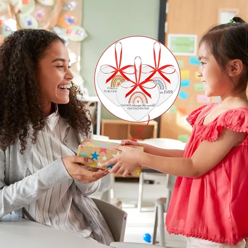 Miniatura 6 de Sliner 12 piezas de regalo de agradecimiento para profesores, el mejor regalo para profesores para mujeres, adorno de corazón de cerámica