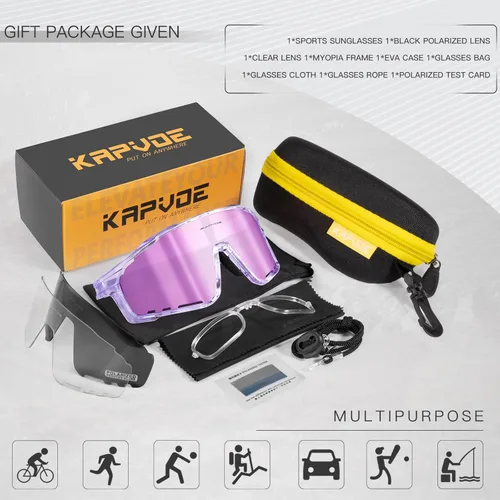 Miniatura 6 de KAPVOE Gafas de Ciclismo Polarizadas para Hombres y Mujeres MTB Bicicleta Montaña TR90 Gafas Deportivas para Correr Bicicleta K76 A08