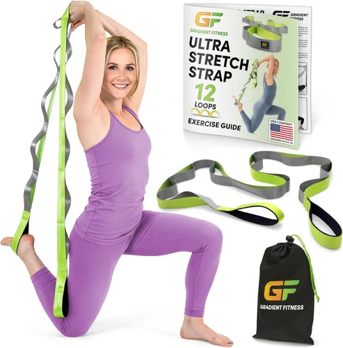 Gradient Fitness Correa de Estiramiento para Terapia Física, Correa de Estiramiento de 12 Bucles Múltiples de 1.5 pulgadas de ancho x 8 pies de