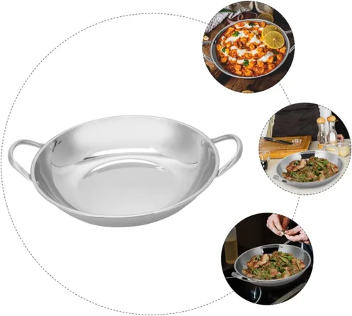 Miniatura 5 de BESTonZON Sartén de acero inoxidable para paelleras, sartenes para cocinar, ideal para exteriores, camping, fiestas, 10.2 in