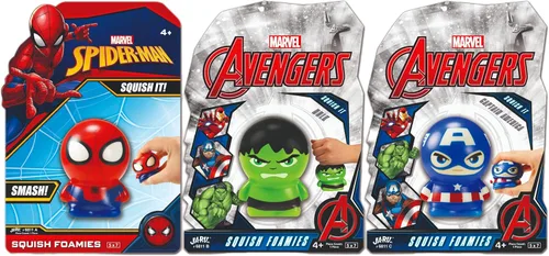 JA-RU Marvel Avengers & Spiderman - Pelotas de espuma para niños (3 juguetes esponjosos), bolas de estrés de superhéroes. Pelota de alivio del