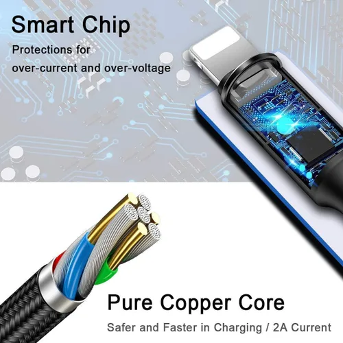 Miniatura 5 de USAMS Paquete de 2 cables de carga múltiple, cable de carga múltiple USB trenzado de nailon 3 en 1 de 5 pies, cable de carga rápida compatible