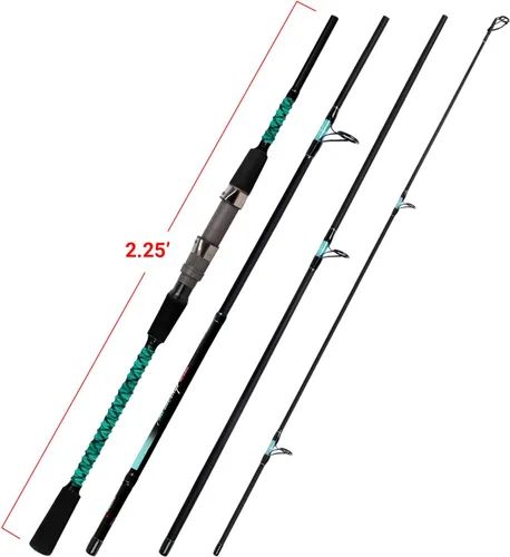 Miniatura 2 de Fiblink - Caña de pescar portátil para surf, giratoria, de 2/3/4 piezas de fibra de carbono para agua salada, de 9'/10'/12'/13'/15