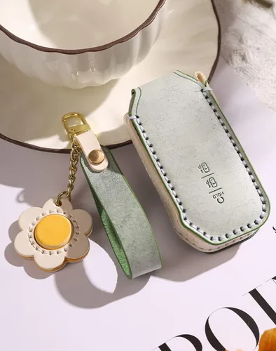 Miniatura 2 de ontto Funda de piel encerada para llave de coche, estilo retro, compatible con Kia EV6 2022, color verde