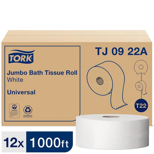 Miniatura 2 de Rollo de papel higiénico Jumbo blanco Tork T22 (Universal) y toalla de mano Tork Multifold Natural H2 (Universal)