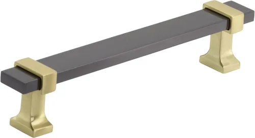 Miniatura 14 de Amerock Mango de gabinete Cromo negro/Oro cepillado 3-3/4 pulgadas (96 mm) de centro a centro Overton paquete de 1 unidad Jaladera