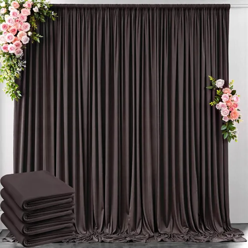 Miniatura 66 de Cortinas de telón de fondo blanco de 30 pies x 8 pies para fiestas de boda, 6 paneles de 5 pies x 8 pies, cortinas de fotografía de poliéster sin