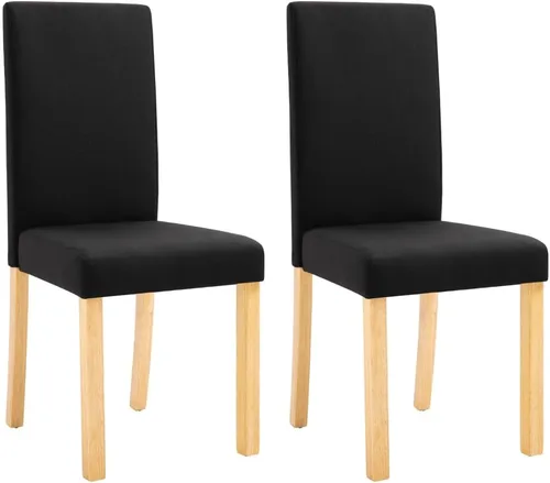 Miniatura 3 de Modern Dining Chairs Set of 2 Black Fabric Upholstered with Rubber Wood Frame for Kitchen Dining Room Farmhouse Decor