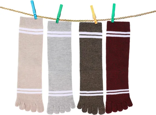 Miniatura 7 de Bencailor 4 pares de calcetines de cinco dedos de algodón para mujer, calcetines atléticos para correr, largo dividido, calcetines tobilleros