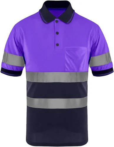 SMASYS Polo de seguridad - Construcción reflectante Hi-viz ropa de trabajo camisetas con bolsillos para mujeres y hombres Púrpura