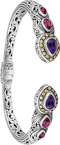 Miniatura 7 de Pulsera de plata de ley 925 y oro de 18 quilates con piedras preciosas de filigrana Bali