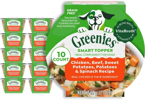 Miniatura 17 de Greenies Smart Topper Mezcla Húmeda Alta en Proteína para Perros, Receta de Pollo, Habichuelas Verdes y Batata en Caldo Vitabroth - Caldo de Hueso +