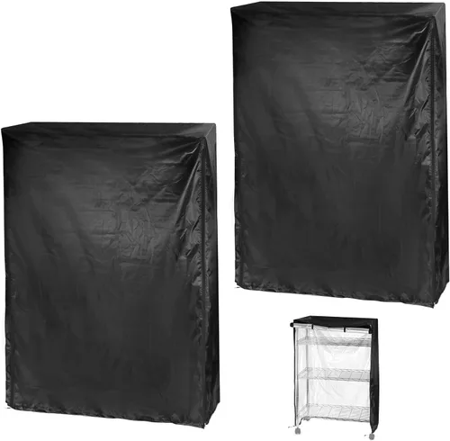 Miniatura 9 de QWORK Funda para Estante de Alambre - 60"x24"x72", Tela Oxford, Mantiene el Estante Limpio, Para Hogar, Oficina, Almacenamiento y Garaje, Negro 1