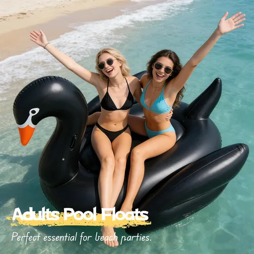 Miniatura 8 de Flotador gigante para piscina, cisne negro, juguete inflable para fiesta de piscina, piscina, salón, balsa con múltiples cámaras de inflado