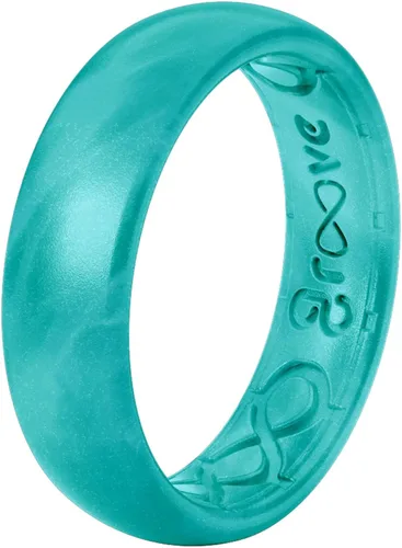Miniatura 6 de Groove Life Anillo de boda de goma transpirable para mujer, diseño único, anillo de ajuste cómodo