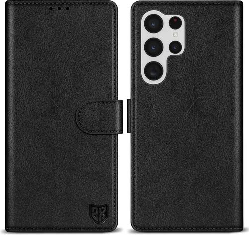 Miniatura 26 de ZZXX Funda tipo cartera para Samsung Galaxy S22 Ultra con bloqueo RFID, ranura para tarjetas, función atril, cierre magnético, funda protectora
