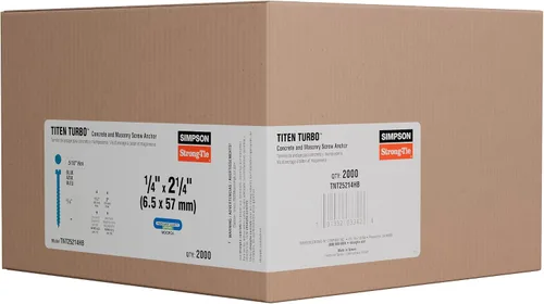 Miniatura 3 de Simpson Strong-Tie TNT25214H Titen Turbo 1/4 pulgadas x 2-1/4 pulgadas. Tornillo de cabeza hexagonal para hormigón y mampostería, azul (100 unidades)