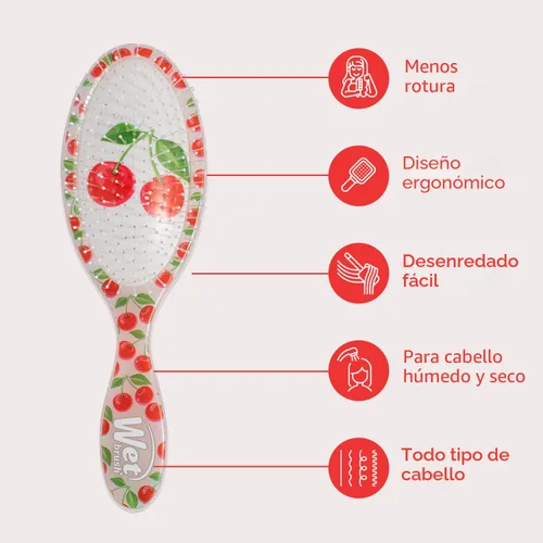 Miniatura 5 de Wet Brush Desenredante original, cereza (Tutti Fruitti), cerdas IntelliFlex ultrasuaves que se deslizan a través de los nudos, cepillo de pelo Tutti