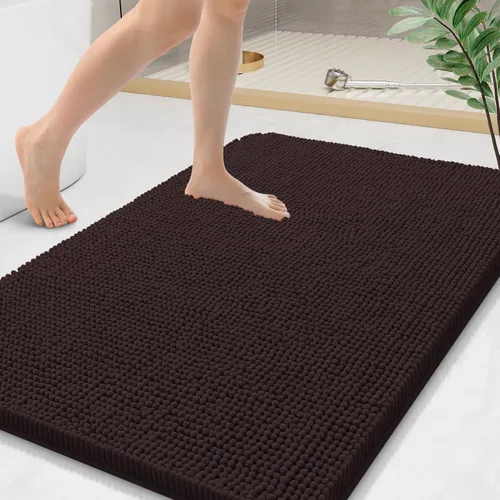 Miniatura 14 de Arotive Alfombras de baño de felpilla extrasuaves y absorbentes, de 24 x 16 pulgadas, lavables a máquina, parte trasera de goma antideslizante