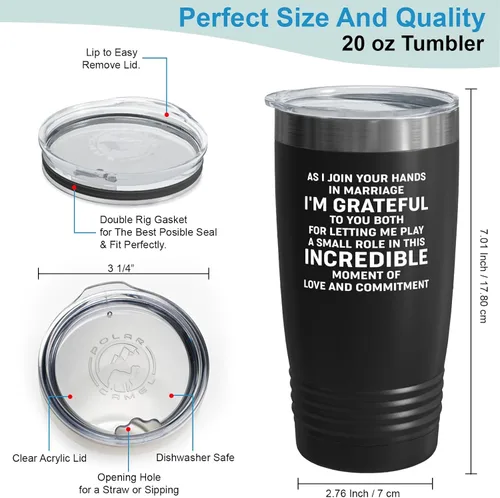 Miniatura 3 de Bride Gift from Officiant Tumbler 20oz Black -Hands Marriage - Bridal Shower Bride To Be Bachelorette Party Newlywed Wedding Officiant Brother