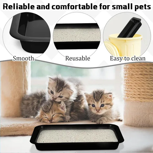 Miniatura 5 de Tessco for you 3 cajas de arena para gatitos, caja de arena para gatos poco profunda, de entrada baja, abierta, impermeable, de plástico, bandeja