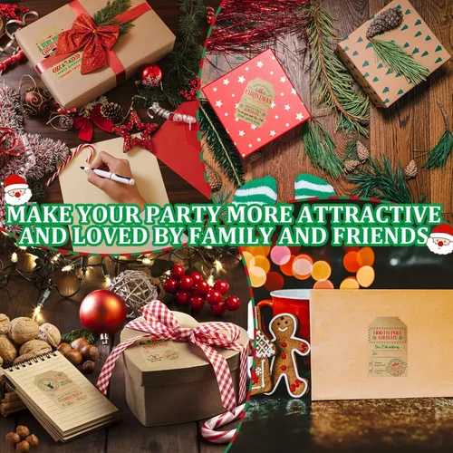 Miniatura 3 de 2 * 3 Pulgadas Etiquetas Adhesivas de Navidad de Kraft Etiquetas Autoadhesivas Etiquetas de Regalo para Regalos de Navidad 200 PIEZAS Etiquetas