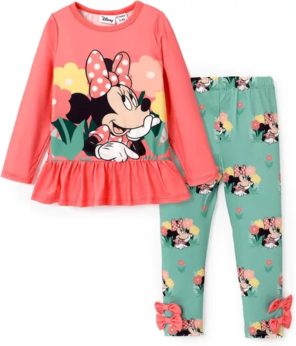 Miniatura 28 de Disney Minnie Mouse - Conjunto de sudadera con manga larga y leggings de princesa Frozen, Marvel para niñas pequeñas, 2 piezas, tallas 2-6 años