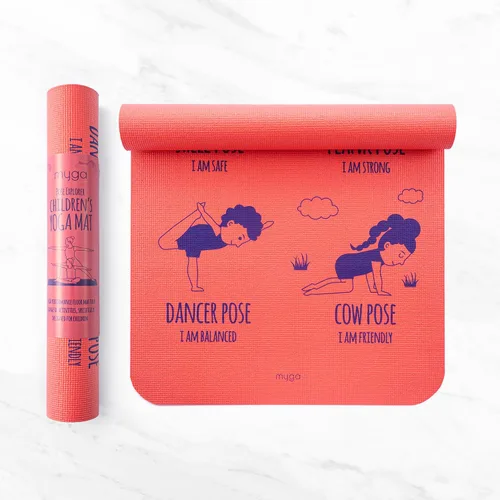 Miniatura 8 de Myga Estera de Yoga para Niños con Estampado de Seda, Estera de Yoga Antideslizante para Ejercicio de Niños, Fitness, Yoga y Mindfulness, Estera