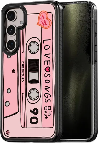 Rosarnnah Funda compatible con Samsung Galaxy S24, bonita estética, duradera, a prueba de golpes, 6.6 pies, con diseño divertido de cinta de casete