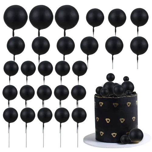 Miniatura 40 de Gyufise 30 Piezas Bolas Topper para Pastel DIY Insertables para Pastel Palillos de Bolas para Pastel Topper para Cupcakes para Fiesta de Cumpleaños