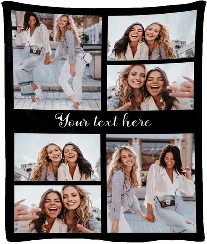Miniatura 12 de Manta de franela suave personalizada para BFF con 6 fotos, tamaño de manta de 30 x 40 pulgadas