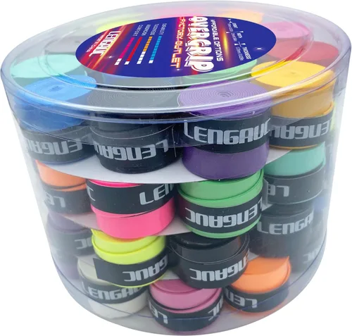 Miniatura 10 de Tacky Overgrips, para tenis, bádminton, pickleball/remo, paquete de 30/60 unidades, agarre antideslizante y absorbente, colorido, cinta de agarre