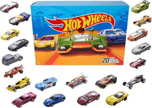 Hot Wheels Paquete de 20 autos y camiones de juguete, juego de 20 vehículos a escala 1:64 para jugar o exhibir, colección instantánea (los estilos
