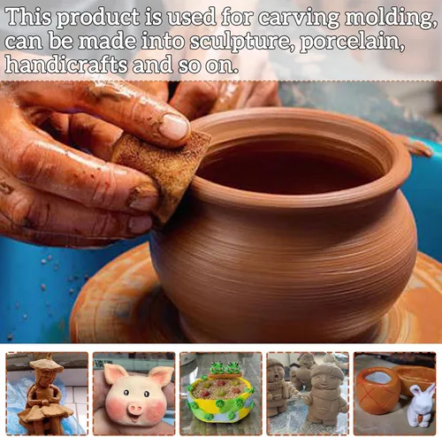 Miniatura 2 de PINVNBY Natural Terra Cotta - Arcilla de cerámica autoendurecible – Arcilla para hornear de bajo fuego de 11 libras para adultos, clase de arte