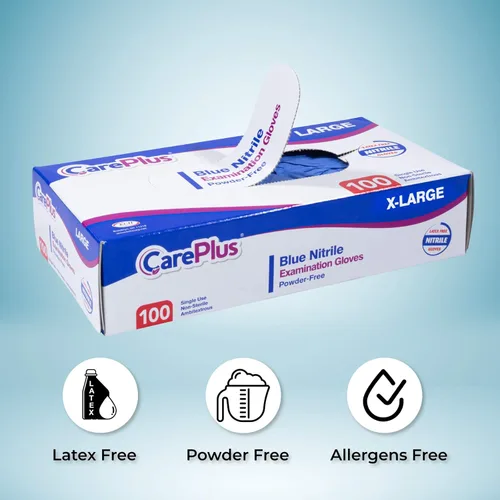 Miniatura 7 de CARE PLUS Guantes de nitrilo para uso médico, sin polvo ni látex, negro/azul, S, M, L, XL - 100, 200, 1000