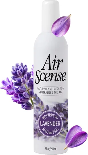 Air Scense Ambientador desodorante en aerosol para baño y hogar, aceites esenciales, lavanda natural, 7 onzas líquidas (paquete de 1)