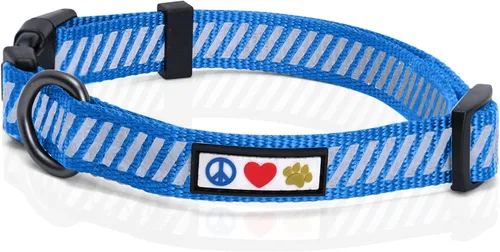 Miniatura 9 de Pawtitas Collar reflectante para perros y cachorros, collar de alta visibilidad con bandas reflectantes, collar ajustable para perro resistente