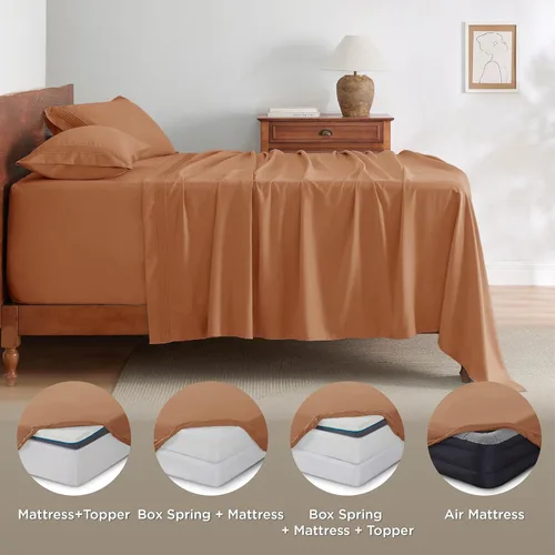 Miniatura 9 de Bedsure Juego de Sábanas King de Bolsillo Profundo - Se Adapta a Colchones de Hasta 21 Pulgadas de Grosor - 4 Piezas Sábanas de Cama GentleSoft
